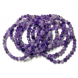 Bracelet en Améthyste - Boules Facettées