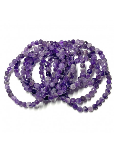 Bracelet en Améthyste - Boules Facettées