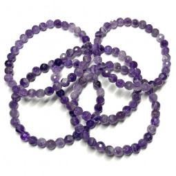 Bracelet en Améthyste - Boules Facettées
