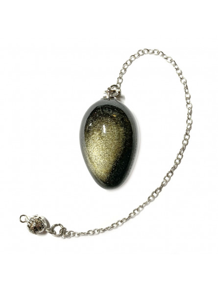 Pendule en Obsidienne Dorée - Forme Oeuf Pendule en Obsidienne Dorée - Forme Oeuf