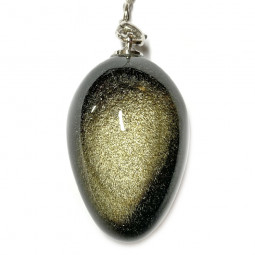 Pendule en Obsidienne Dorée - Forme Oeuf