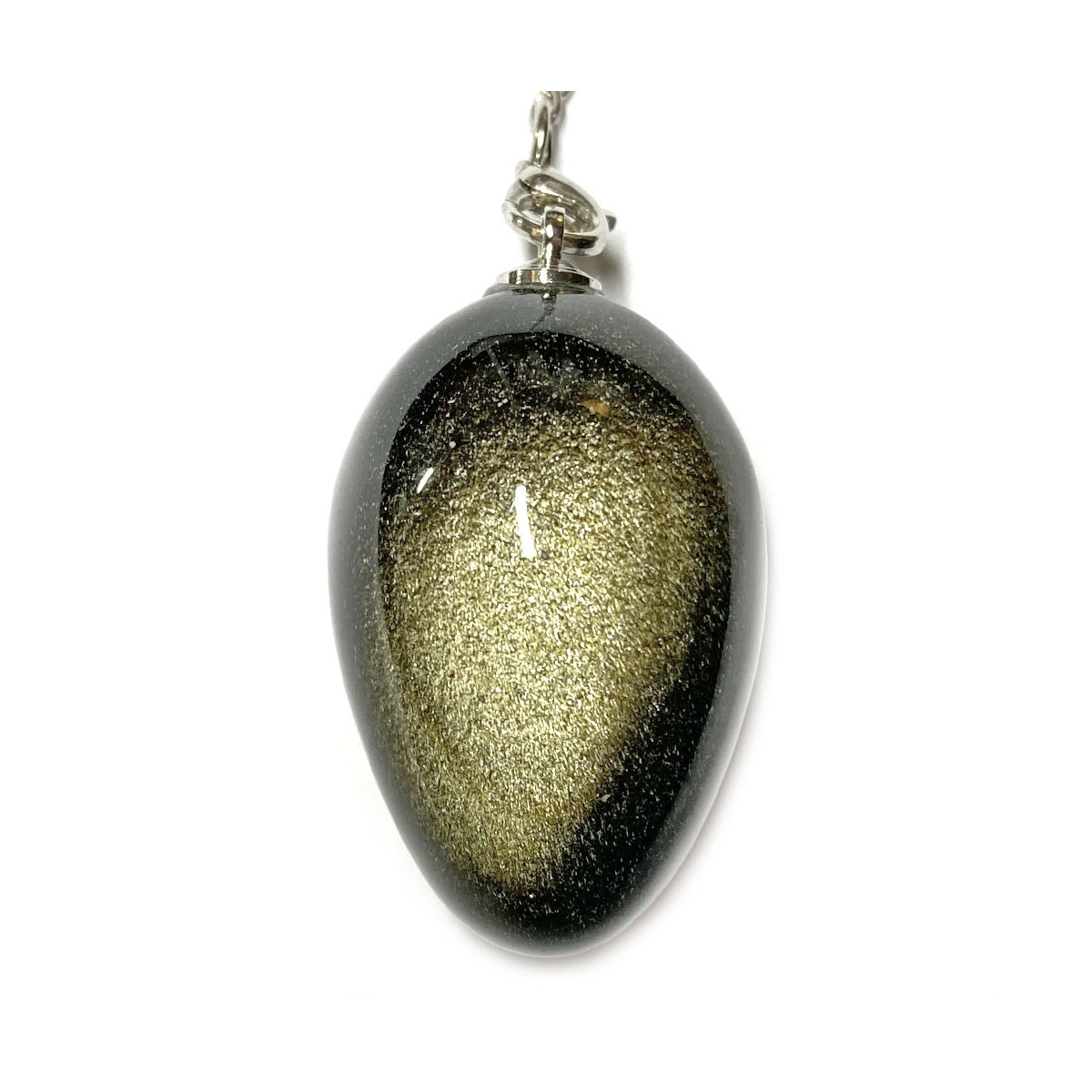 Pendule en Obsidienne Dorée - Forme Oeuf Pendule en Obsidienne Dorée - Forme Oeuf