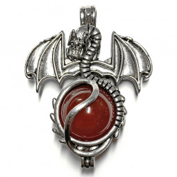 Pendentif Sphère de Dragon et Cornaline