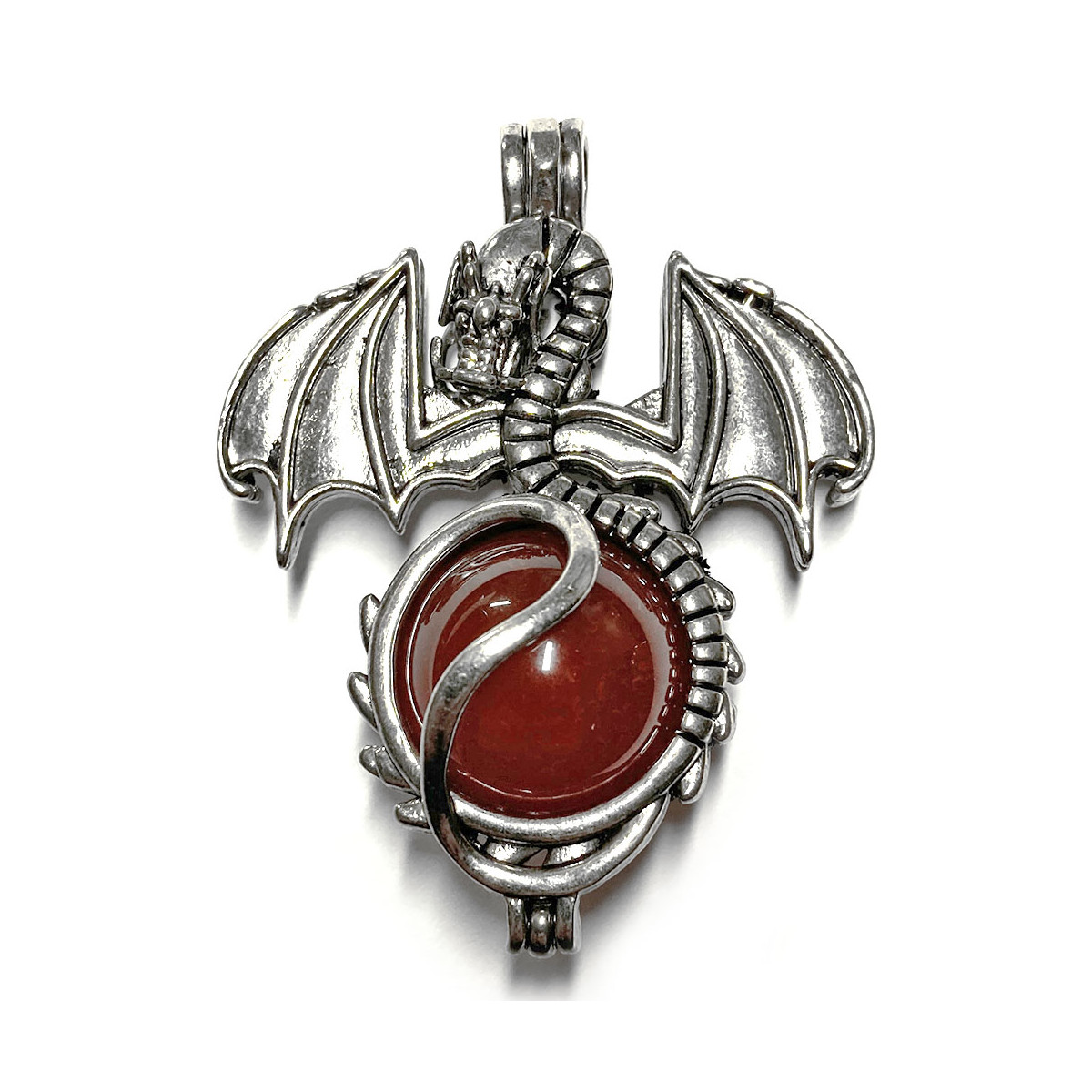 Pendentif Sphère de Dragon et Cornaline