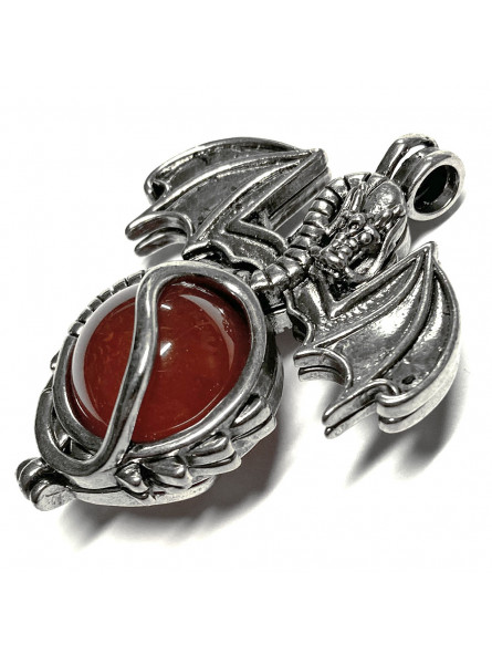 Pendentif Sphère de Dragon et Cornaline