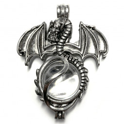 Pendentif Sphère de Dragon et Cristal de Roche