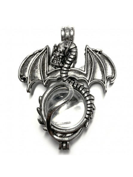 Pendentif Sphère de Dragon et Cristal de Roche Pendentif Sphère de Dragon et Cristal de Roche