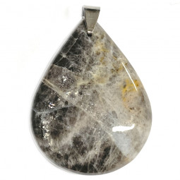 Pendentif en Pierre de Lune Noire - Forme Goutte