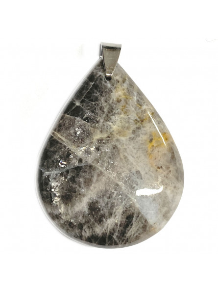 Pendentif en Pierre de Lune Noire - Forme Goutte