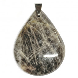 Pendentif en Pierre de Lune Noire - Forme Goutte