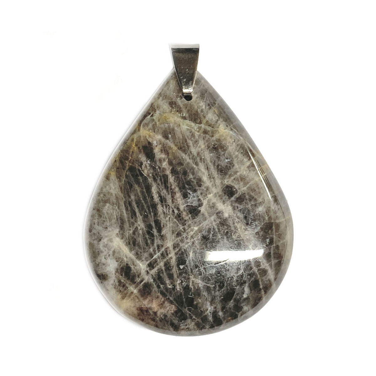 Pendentif en Pierre de Lune Noire - Forme Goutte