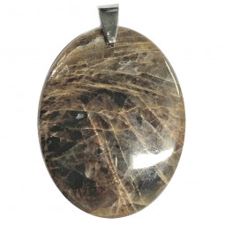 Pendentif en Pierre de Lune Noire - Forme Ovale