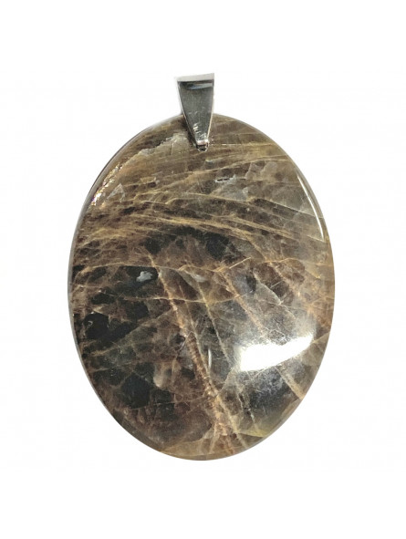 Pendentif en Pierre de Lune Noire - Forme Ovale