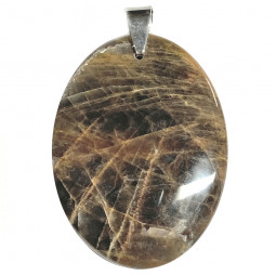 Pendentif en Pierre de Lune Noire - Forme Ovale