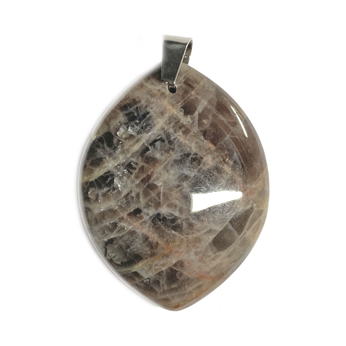 Pendentif en Pierre de Lune Noire - Forme Libre