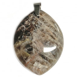 Pendentif en Pierre de Lune Noire - Forme Libre