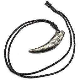 Pendentif Tête de Loup en Obsidienne Argentée