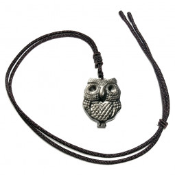 Pendentif Chouette en Obsidienne Argentée