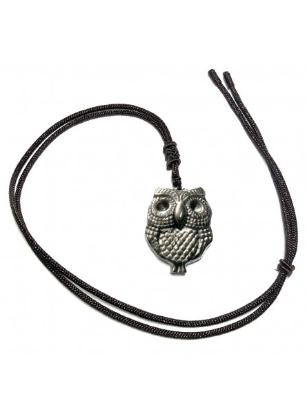 Pendentif Chouette en Obsidienne Argentée Pendentif Chouette en Obsidienne Argentée