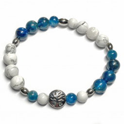 Bracelet Boules Apatite & Howlite avec Arbre de vie