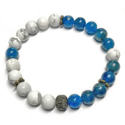 Bracelet Boules Apatite & Howlite avec accessoires bronze