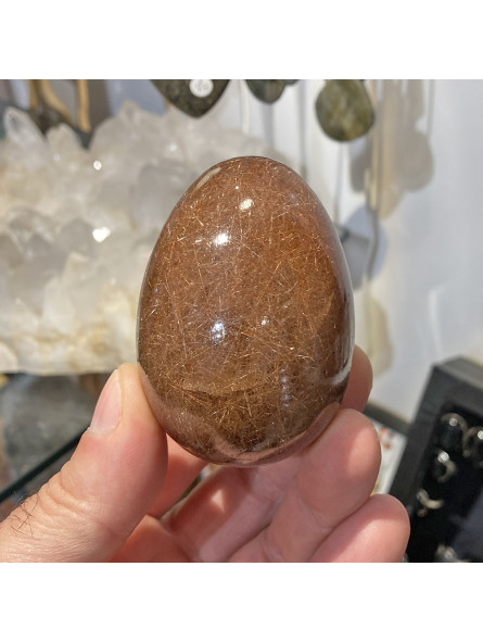 Œuf en Quartz Rutilé Doré