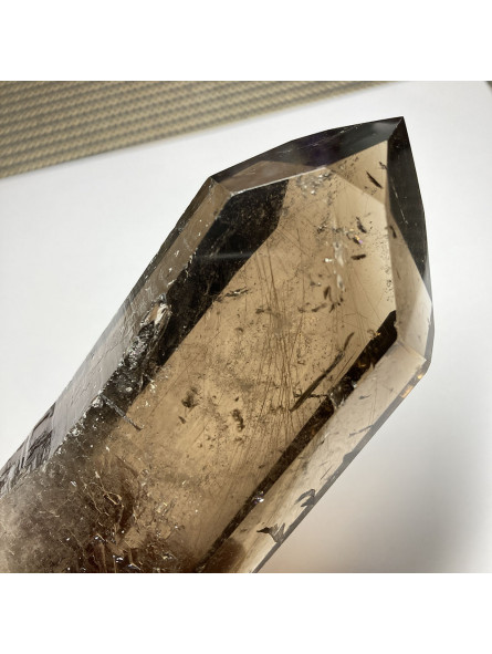 Pointe Naturelle en Quartz Fumé Rutile