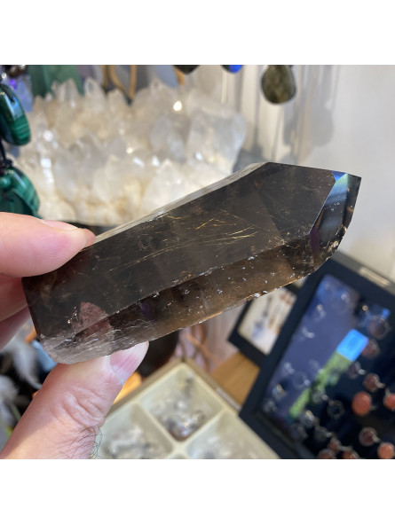 Pointe Naturelle en Quartz Fumé Rutile