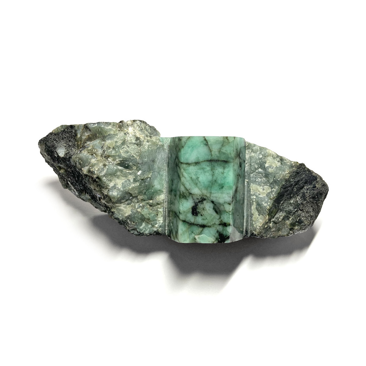 Bloc Brut d’Émeraude Naturelle Poli - Pièce Unique