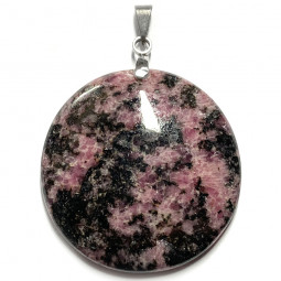 Pendentif en Rhodonite rond - 34mm