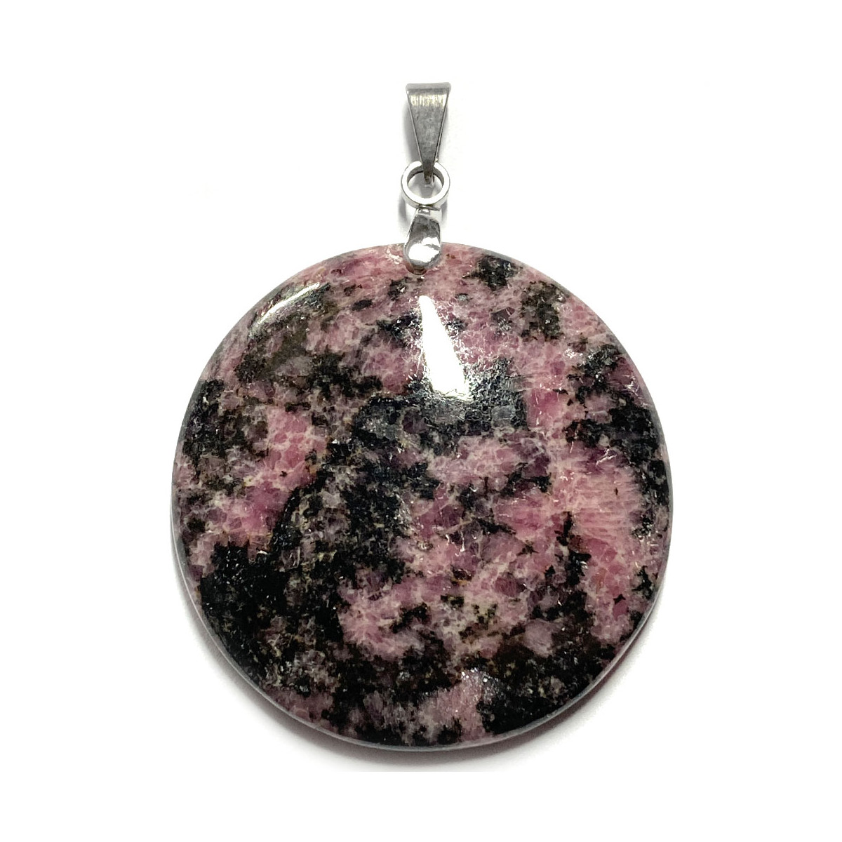 Pendentif en Rhodonite rond - 34mm