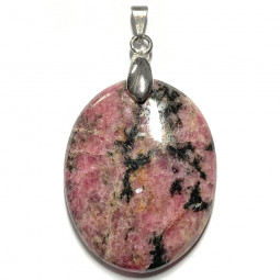 Pendentif Ovale en Rhodonite