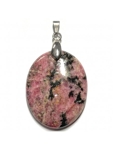 Pendentif Ovale en Rhodonite