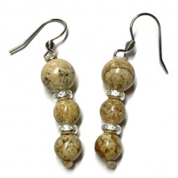 Boucles d'Oreilles Création en Jaspe Paysage & Argent 925