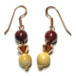 Boucles d'Oreilles Création en Jaspe Mokaïte & Argent 925 doré rosé