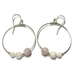 Boucles d'Oreilles en Pierre de Lune, Kunzite & Argent 925