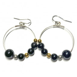 Boucles d'Oreilles en Œil Céleste, Argent 925 & Acier inoxydable