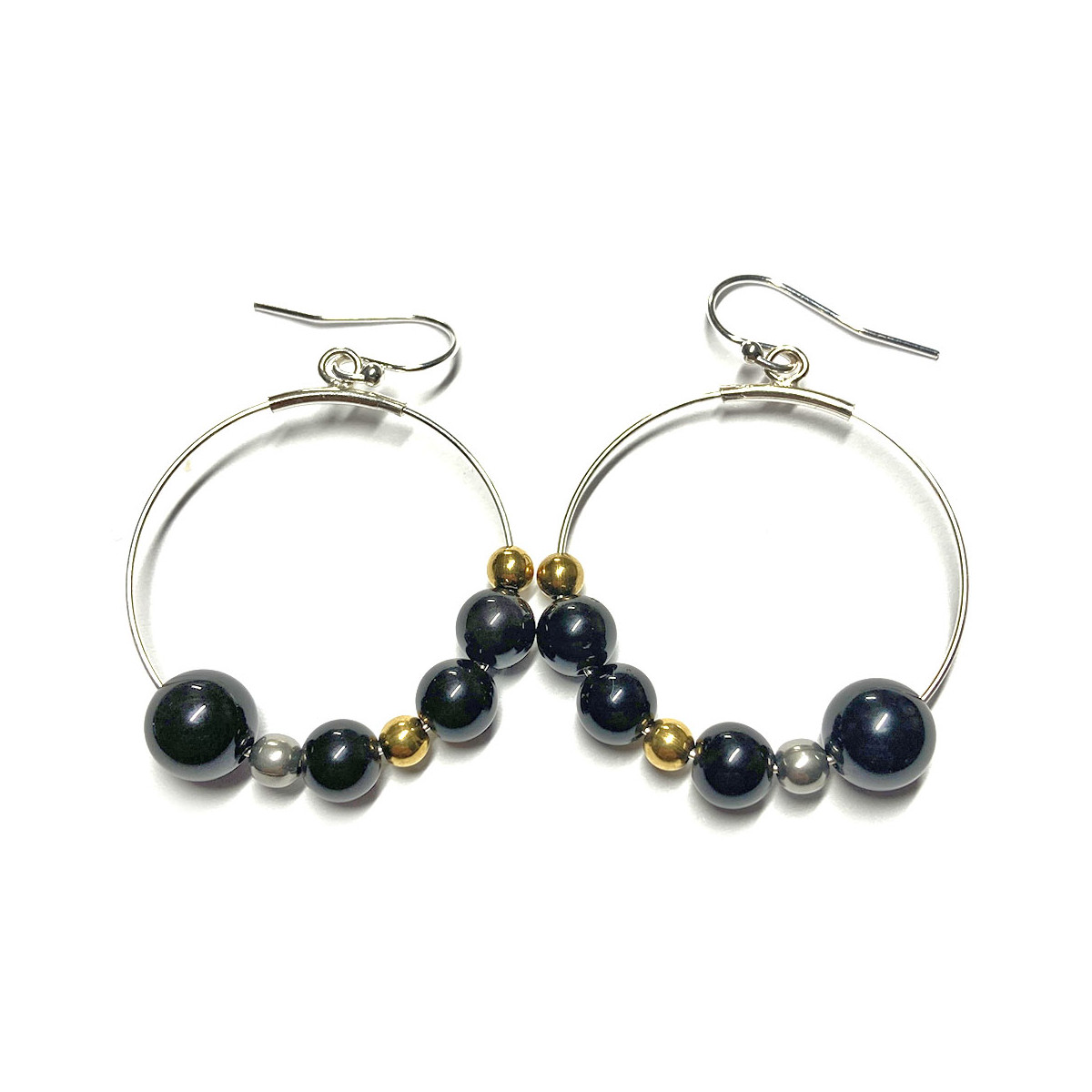 Boucles d'Oreilles en Œil Céleste, Argent 925 & Acier inoxydable