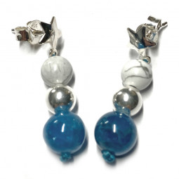Boucles d'Oreilles en Howlite, Apatite & Argent 925