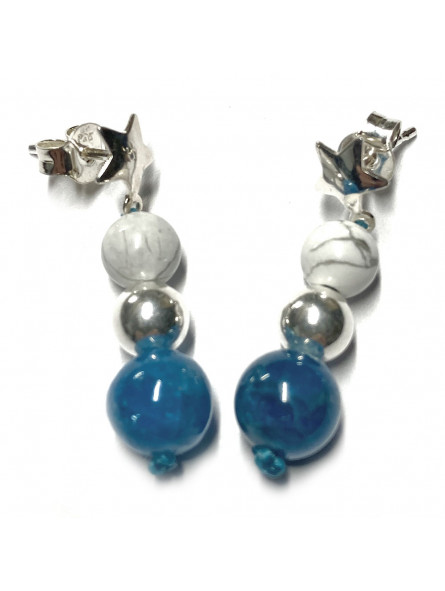 Boucles d'Oreilles en Howlite, Apatite & Argent 925