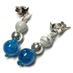 Boucles d'Oreilles en Howlite, Apatite & Argent 925