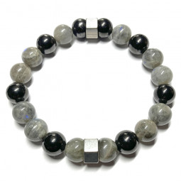 Bracelet Création masculine en Labradorite & en Shungite