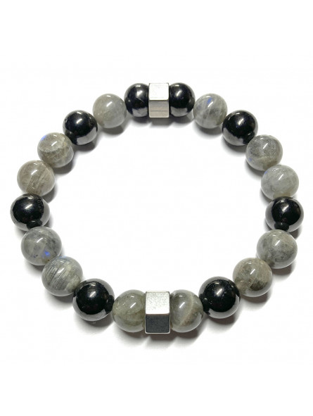 Bracelet Création masculine en Labradorite & en Shungite