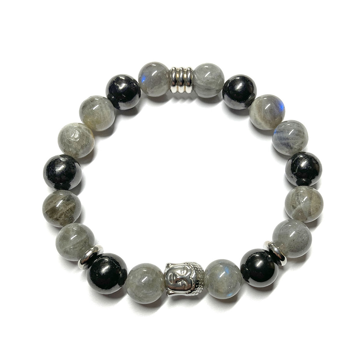 Bracelet Création en Labradorite & en Shungite avec un Bouddha