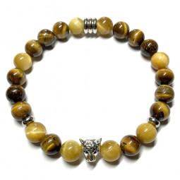 Bracelet Boules en Œil de Tigre & Œil de Tigre doré