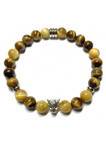Bracelet Boules en Œil de Tigre & Œil de Tigre doré