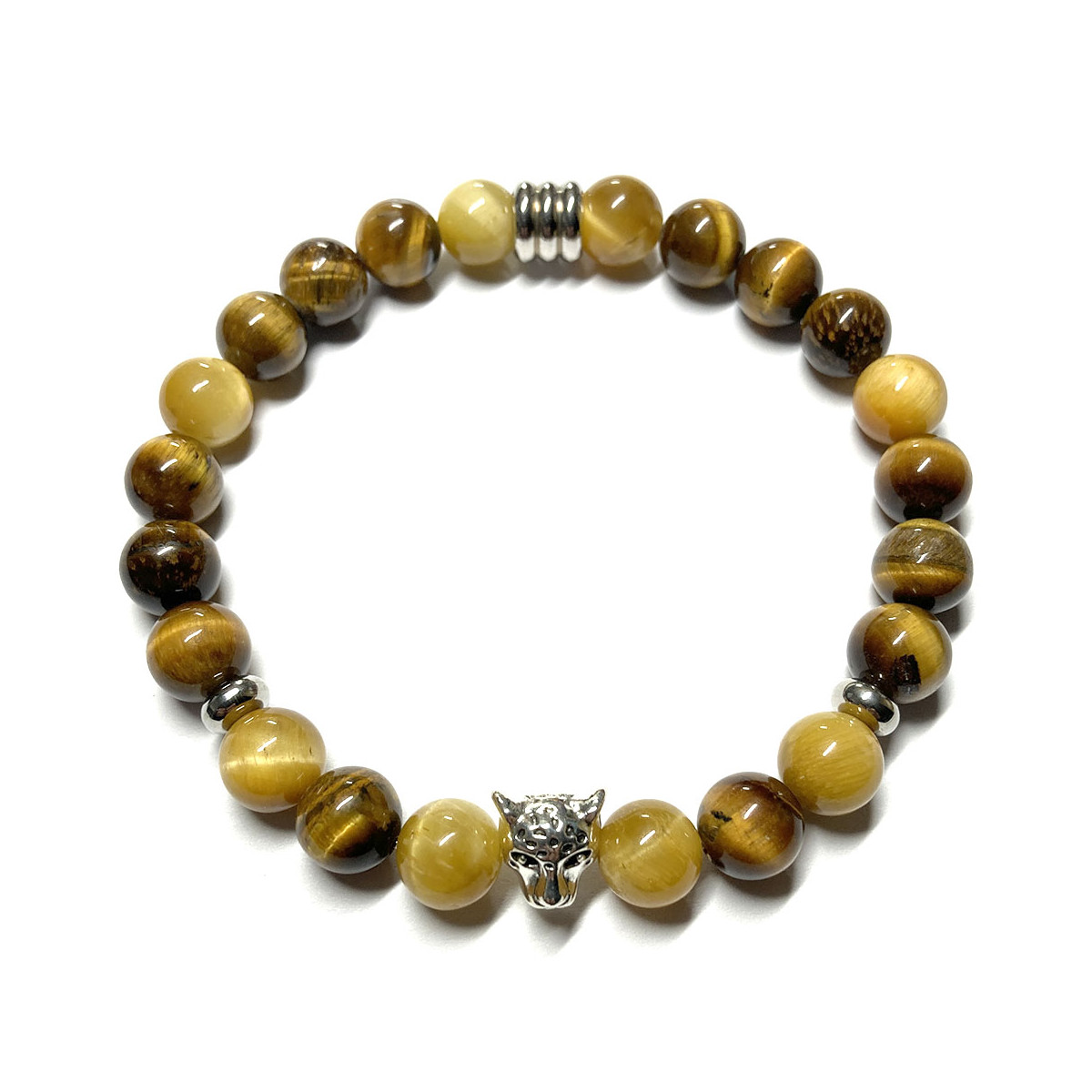Bracelet Boules en Œil de Tigre & Œil de Tigre doré