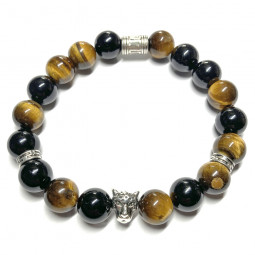 Bracelet Création en Onyx & Œil de Tigre