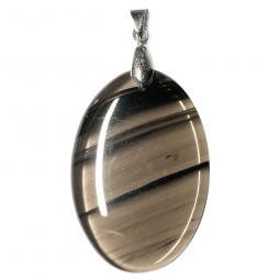 Pendentif en Obsidienne à Lamelles Ovale