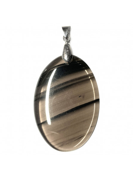 Pendentif en Obsidienne à Lamelles Ovale